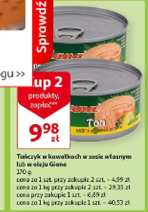 Tuńczyk kawałki w sosie własnym Giana promocja w Auchan