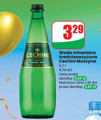 Woda mineralna średnionasycona Cechini Muszyna promocja w Dino
