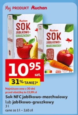 Sok NFC jabłkowo-marchwiowy lub jabłkowo-gruszkowy Auchan promocja w Auchan