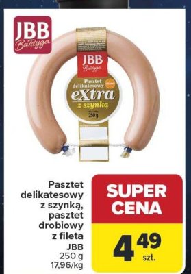 Pasztet delikatesowy z szynką, pasztet drobiowy z fileta JBB promocja w Carrefour