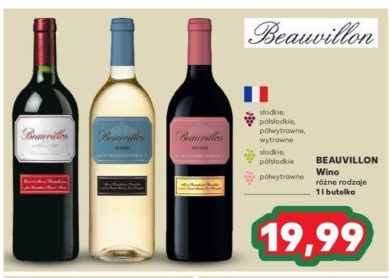 Wino różowe półwytrawne Beauvillon promocja