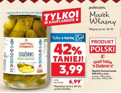 Ogórki konserwowe 900/470g  promocja w Kaufland