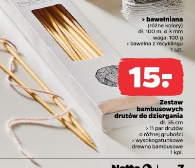 Zestaw bambusowych drutów do dziergania promocja w Netto