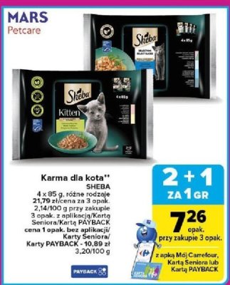 Karma dla kota 4x85 g, różne rodzaje promocja w Carrefour Market
