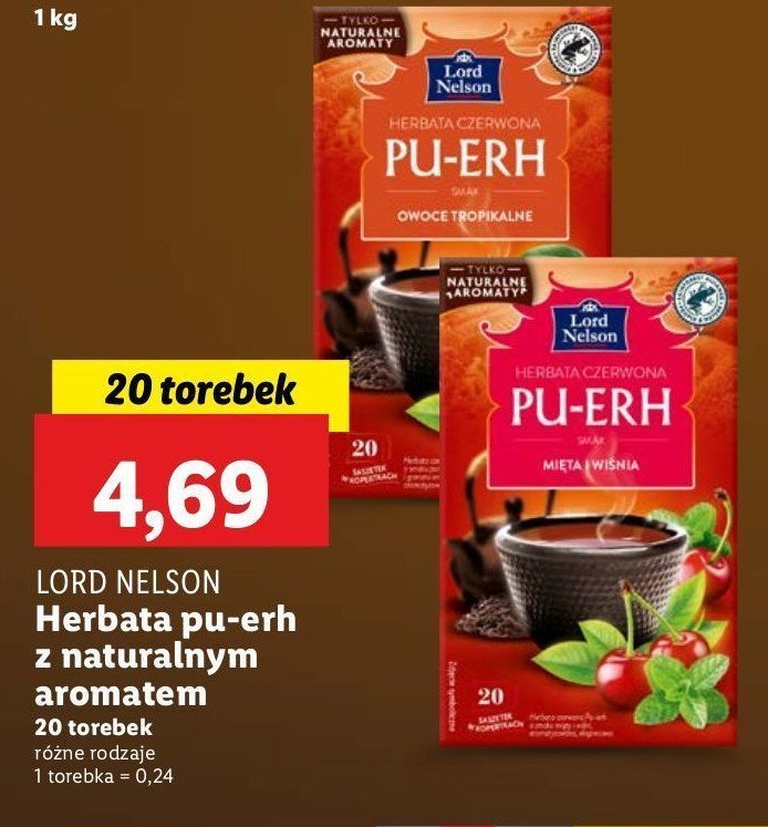 Herbata mi臋ta i wi艣nia Lord nelson pu-erh promocja