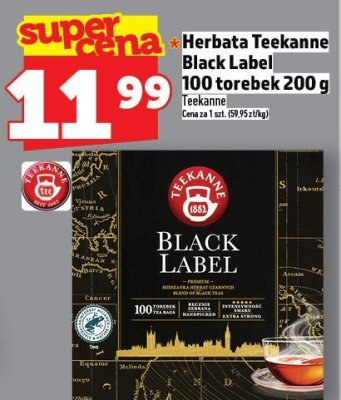 Herbata Teekanne Black Label 100 torebek 200g promocja w TOPAZ