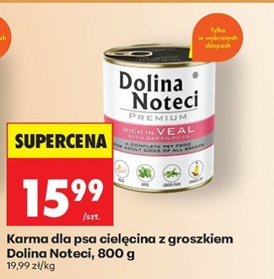Karma dla psa cielęcina z groszkiem Dolina Noteci, 800 g promocja w Biedronka