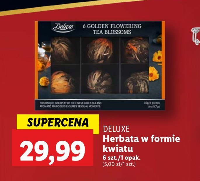 Herbata w formie kwiatu Deluxe promocja w Lidl