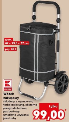 Wózek zakupowy składany, z wyjmowaną torbą izolacyjną, obszerna przegroda boczna, pas barkowy umożliwiający używanie jako torby promocja w Kaufland