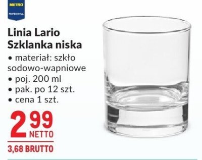 Szklanka niska Linia Larlo promocja w Makro