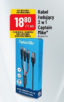 Kabel ładujący 3 w 1 Captain Mike promocja w POLOmarket
