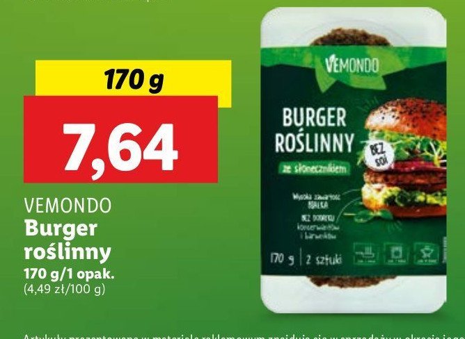 Burger roślinny ze słonecznikiem Vemondo promocja