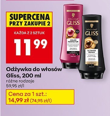 Odżywka do włosów Gliss, 200 ml różne rodzaje promocja w Biedronka