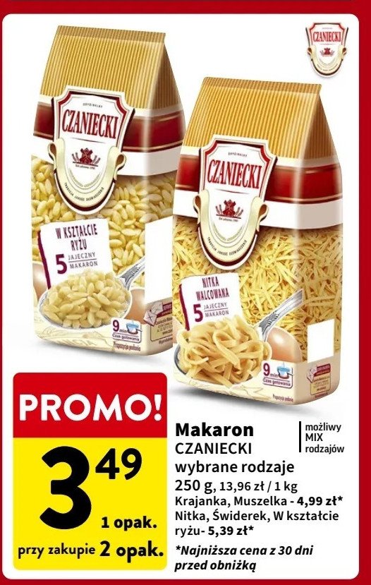 Makaron 5-jajeczny krajanka Czaniecki promocja w Intermarche