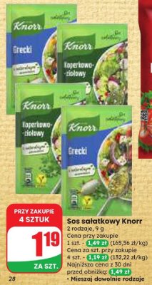 Sos sałatkowy Knorr różne rodzaje promocja w Dino