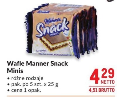 Wafle Manner Snack Minis różne rodzaje promocja w Makro