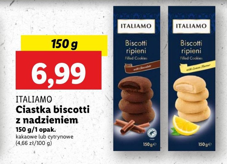 Ciastka z nadzieniem z nadzieniem cytrynowym Italiamo promocja w Lidl