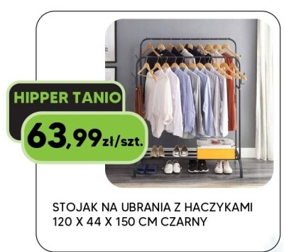 Stojak na ubrania z haczykami 120 x 44 x 150 cm czarny promocja w HIPPER.pl