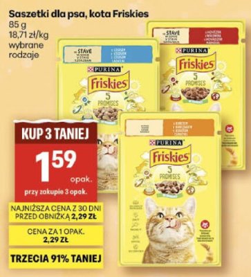 Saszetki dla psa, kota Friskies 85 g wybrane rodzaje promocja w Delikatesy Centrum