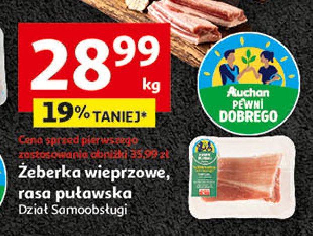 Żeberka wieprzowe rasy puławskiej Auchan pewni dobrego promocja