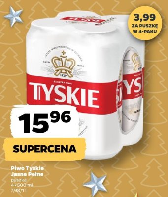 Piwo Tyskie Jasne Pełne puszka 4-pak promocja w Netto