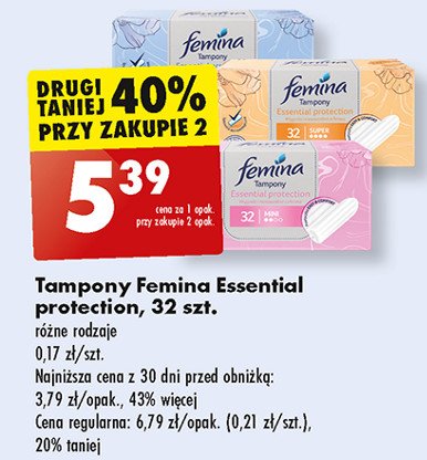 Tampony normal Femina essential protection promocja