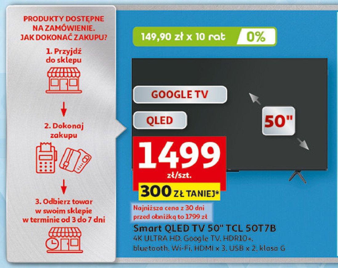 Telewizor 50'' 50t7b Tcl promocja