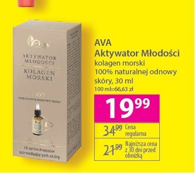 Serum do twarzy Ava aktywator młodości kolagen morski promocja