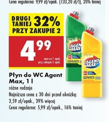 Płyn do wc cytrusowy Agent max promocja