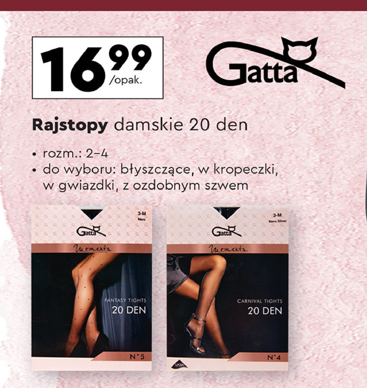 Rajstopy damskie 20 den Gatta promocja w Biedronka