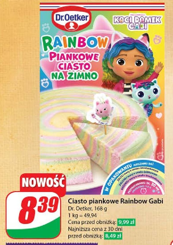 Piankowe ciasto na zimno rainbow Dr. oetker promocja w Dino