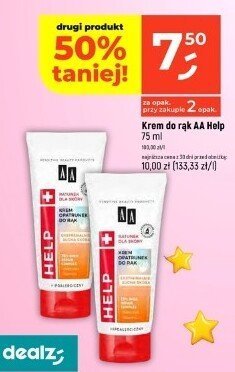 Krem do rąk AA Help różne rodzaje, 75 ml promocja w Dealz