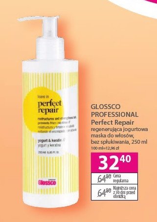 Maska do włosów regenerująca Glossco perfect repair promocja w Rossmann