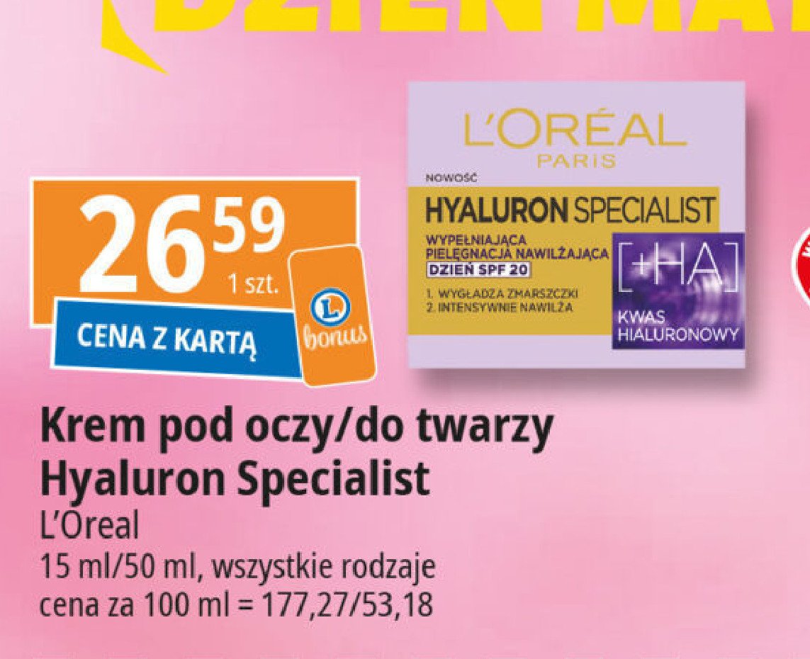 Krem pod oczy L'oreal hyaluron specialist promocja