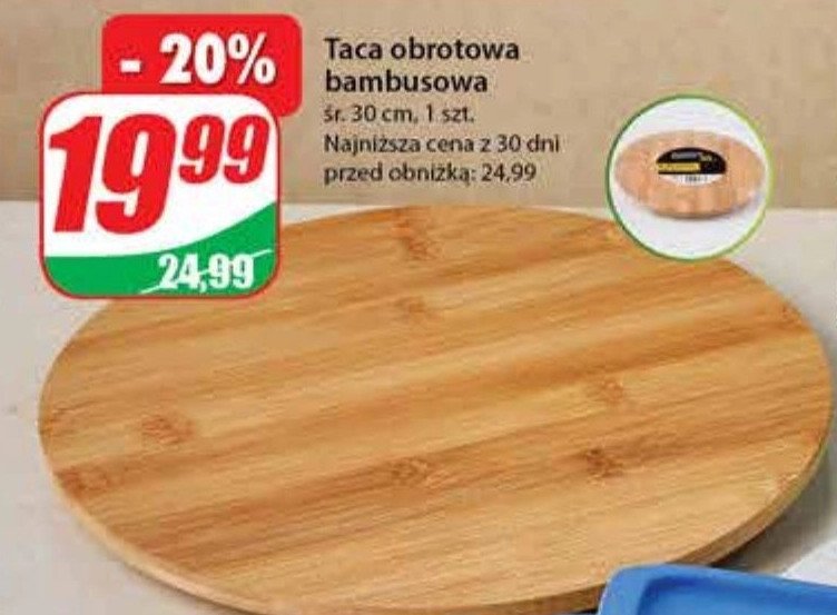 Taca obrotowa bambusowa 30 cm promocja