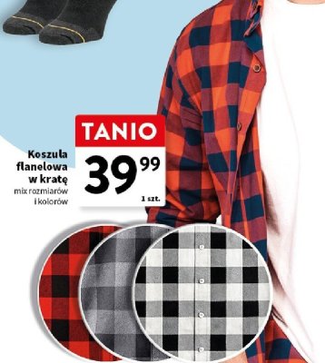 Koszula flanelowa w kratę męska, różne rozmiary i kolory promocja w Intermarche