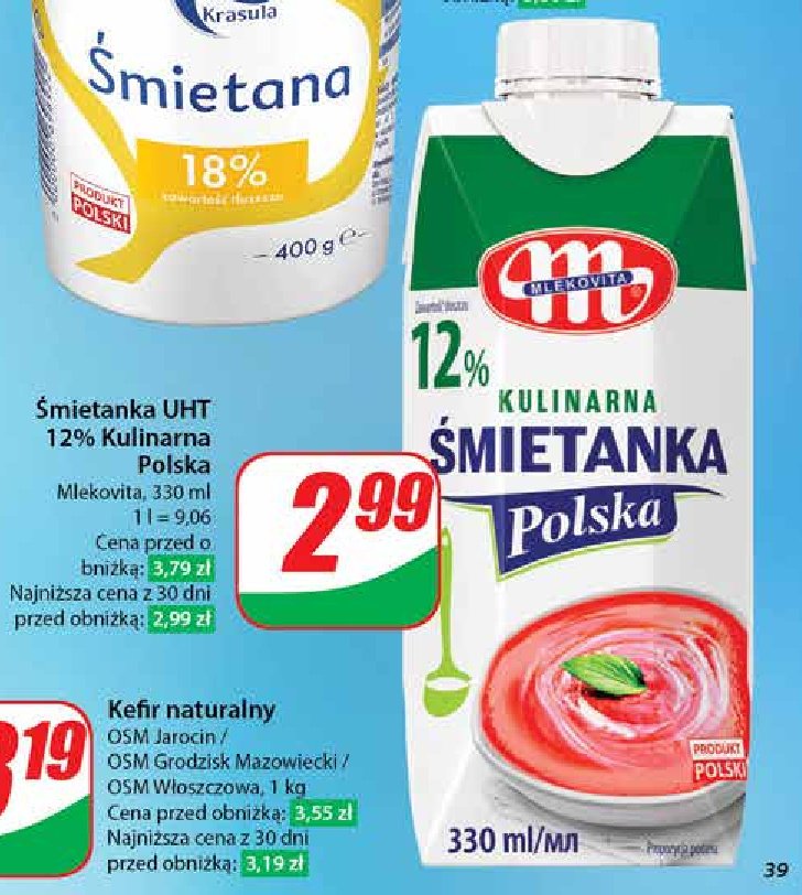 Śmietanka uht 12% Mlekovita promocja