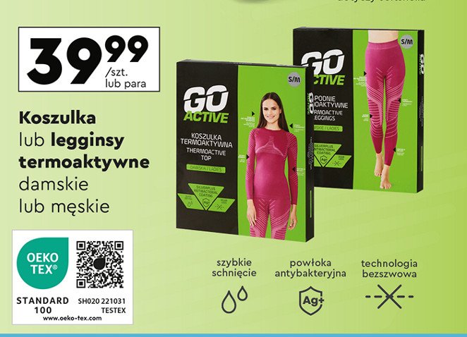 Legginsy termoaktywne Go active promocja w Biedronka