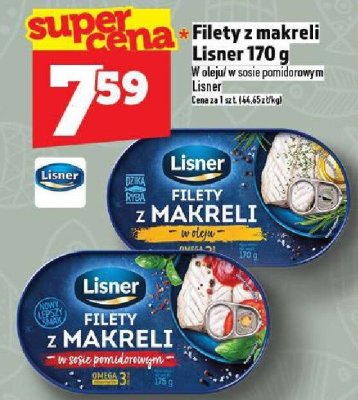 Filety z makreli Lisner 170 g w oleju w sosie pomidorowym promocja w TOPAZ