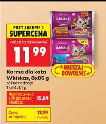 Karma dla kota Whiskas, 8x85 g promocja w Biedronka