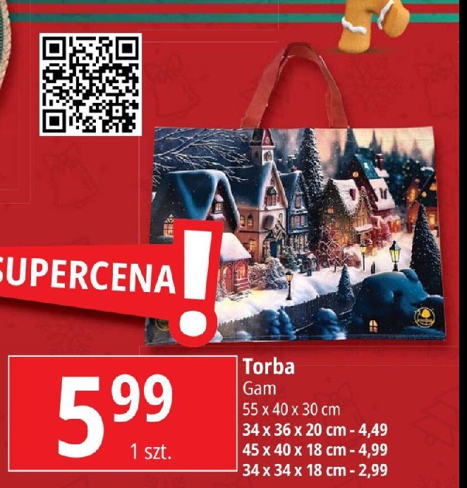 Torba zakupowa świąteczna 34 x 34 x 18 cm Gam promocja