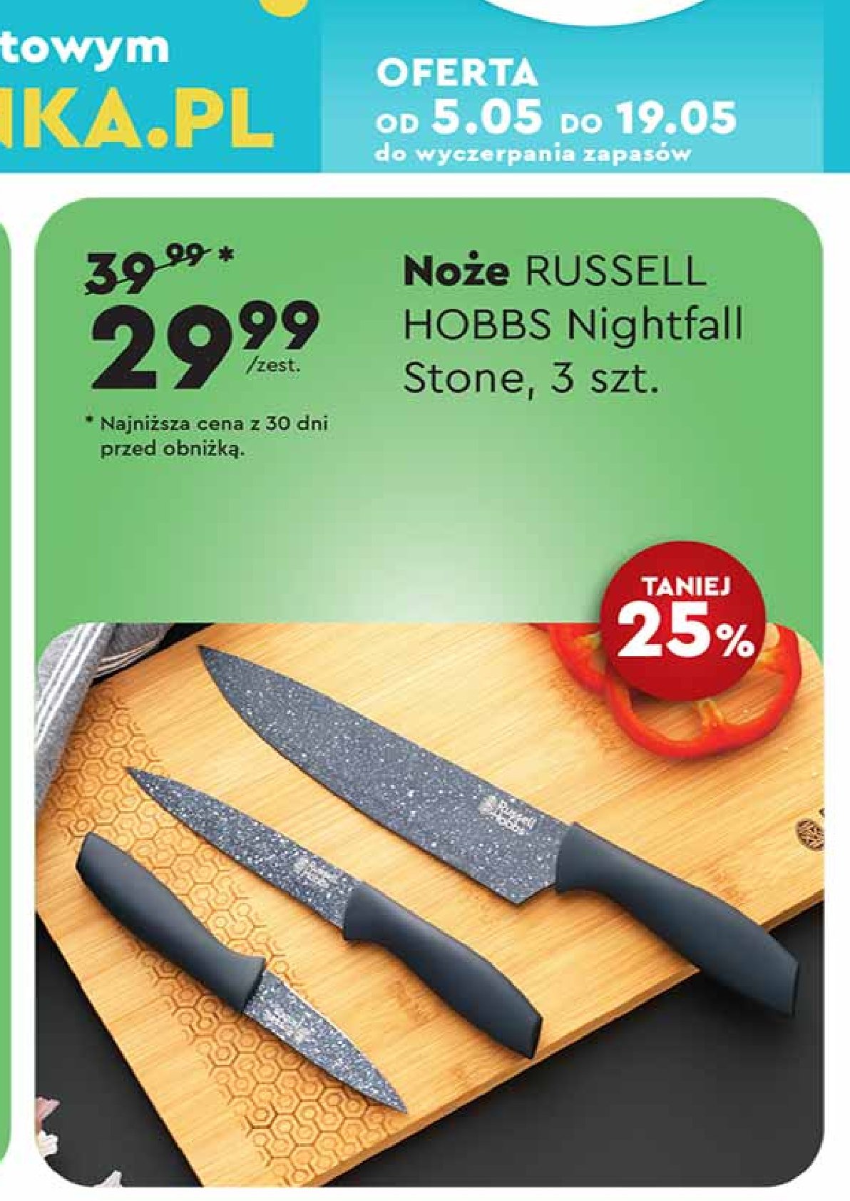 Noże nightfall stone Russell hobbs promocja w Biedronka