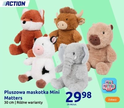 Pluszowa maskotka Mini Matters 30 cm - różne warianty (lis, byk, owca, krowa, słoń) promocja w Action