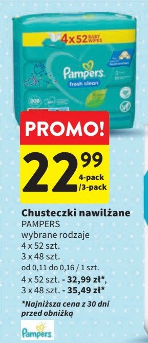 Chusteczki nawilżane Pampers fresh clean promocja