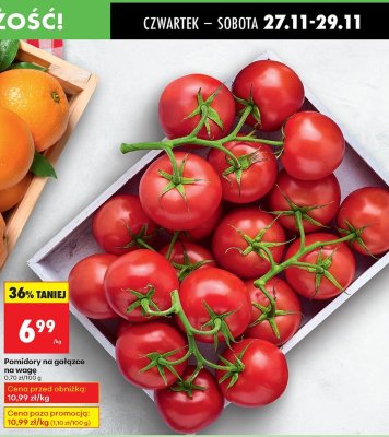 Pomidory na gałązce na wagę promocja w Biedronka