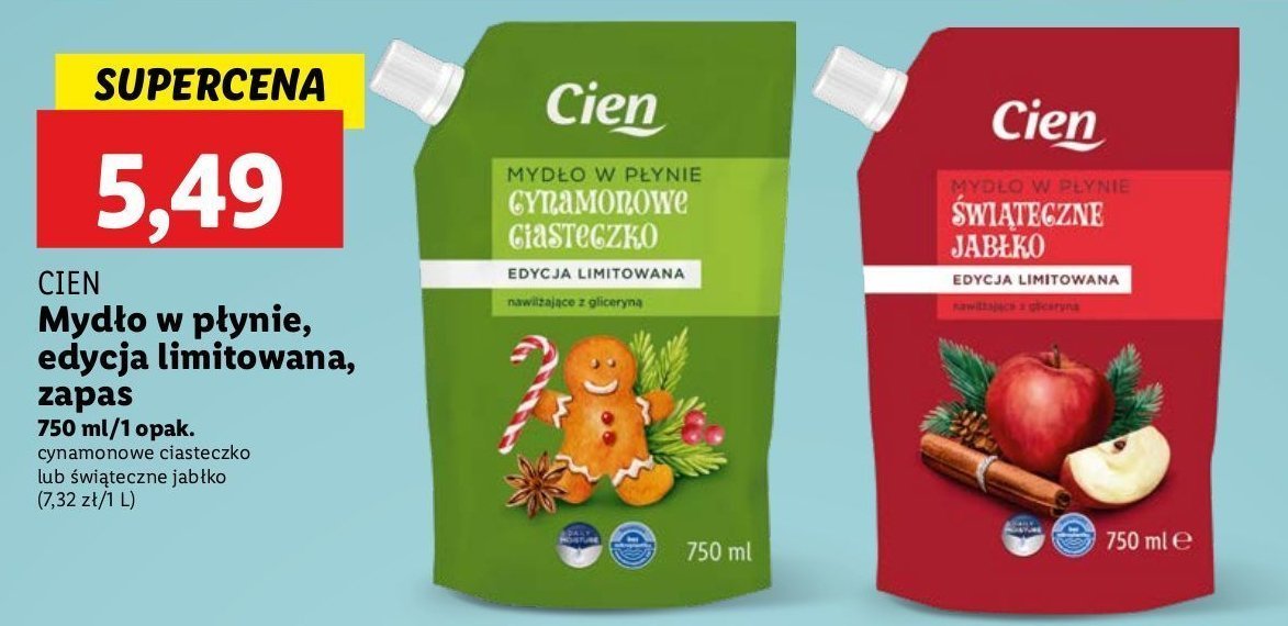 Mydło w płynie cynamonowe ciasteczko Cien promocja w Lidl