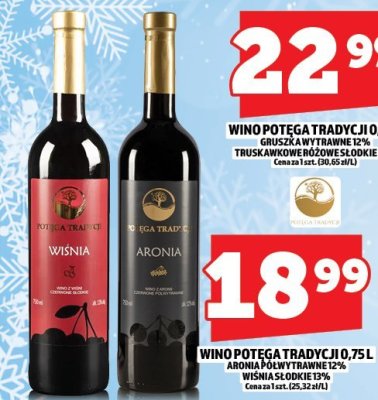 Wino Potęga Tradycji Aronia półsłodkie 0.75L promocja w TOPAZ