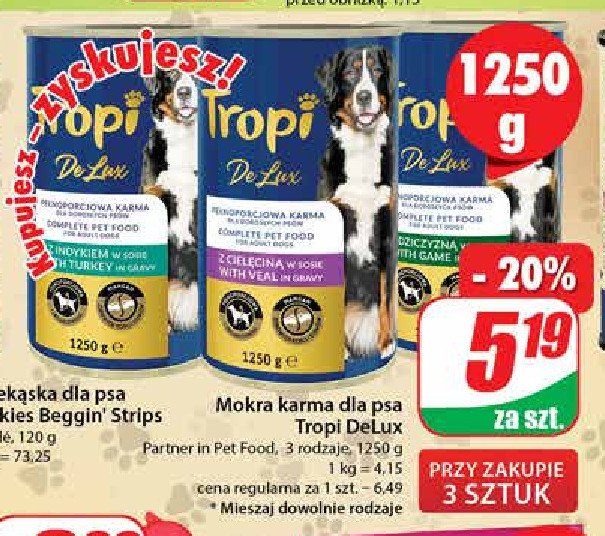 Karma dla psa z indykiem Tropi deluxe promocja