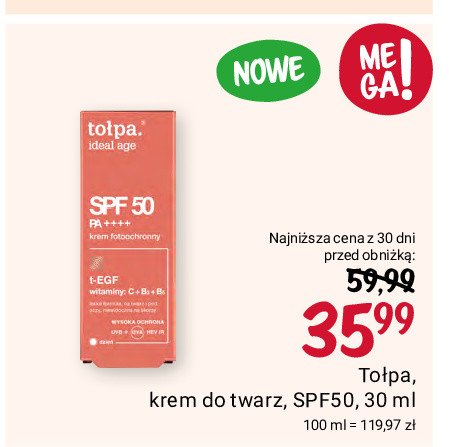 Krem fotochronny spf 50 Tołpa ideal age promocja