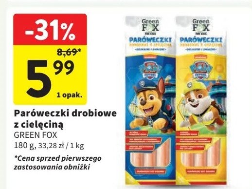 Paróweczki drobiowe z cielęciną GREEN FOX promocja